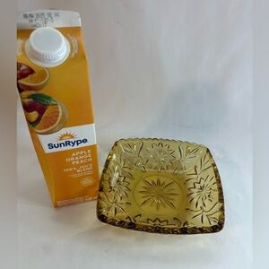 Vintage, Hazel Atlas, Square Amber glass candy/nut/ trinket dish